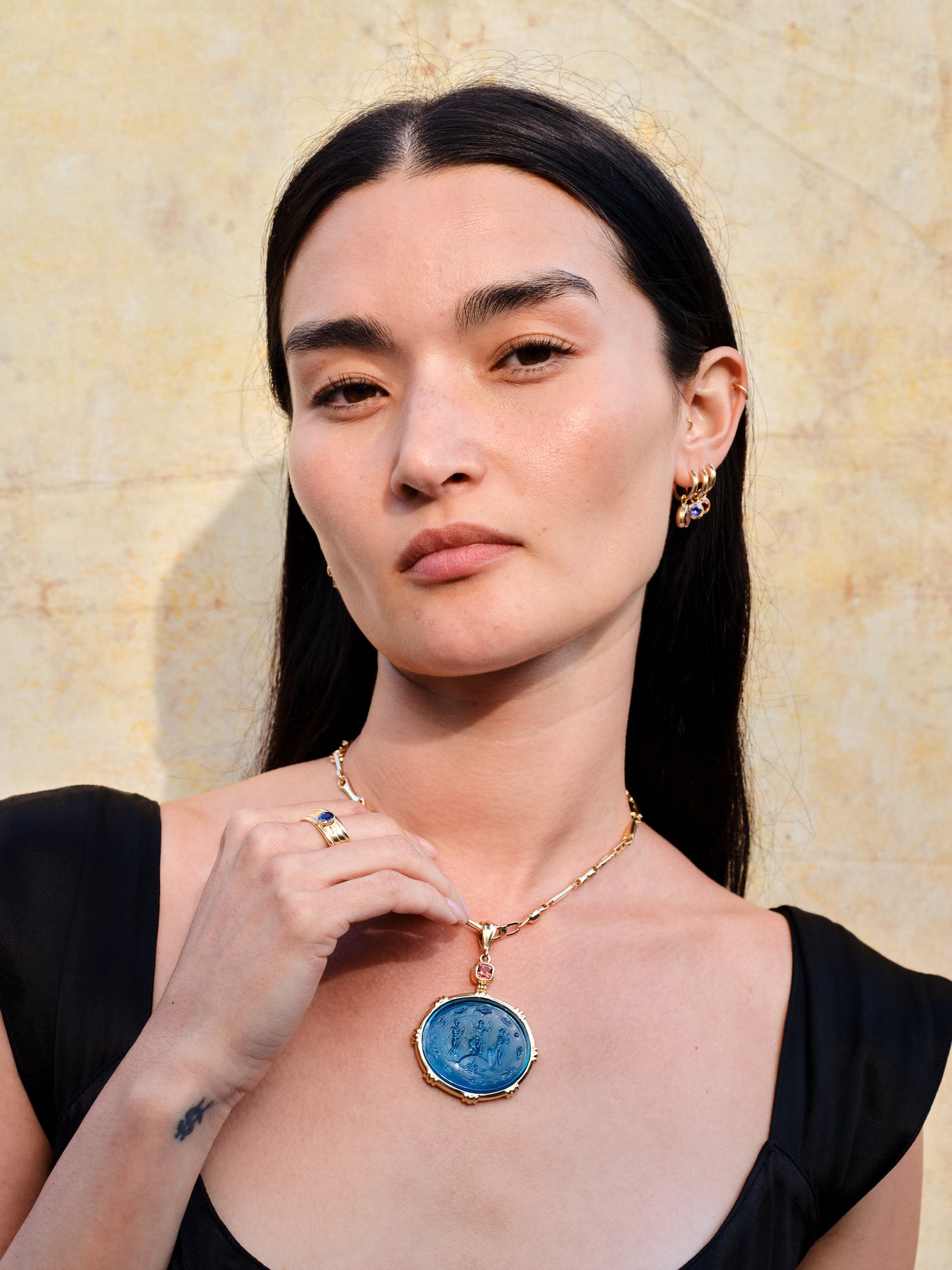 TEMBO PENDANT WITH BLUE VENETIAN GLASS