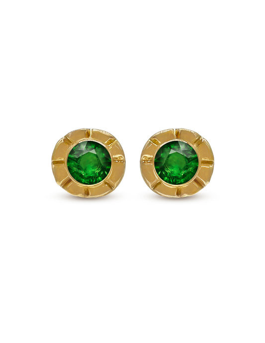 EMERALD FLOWER STUDS