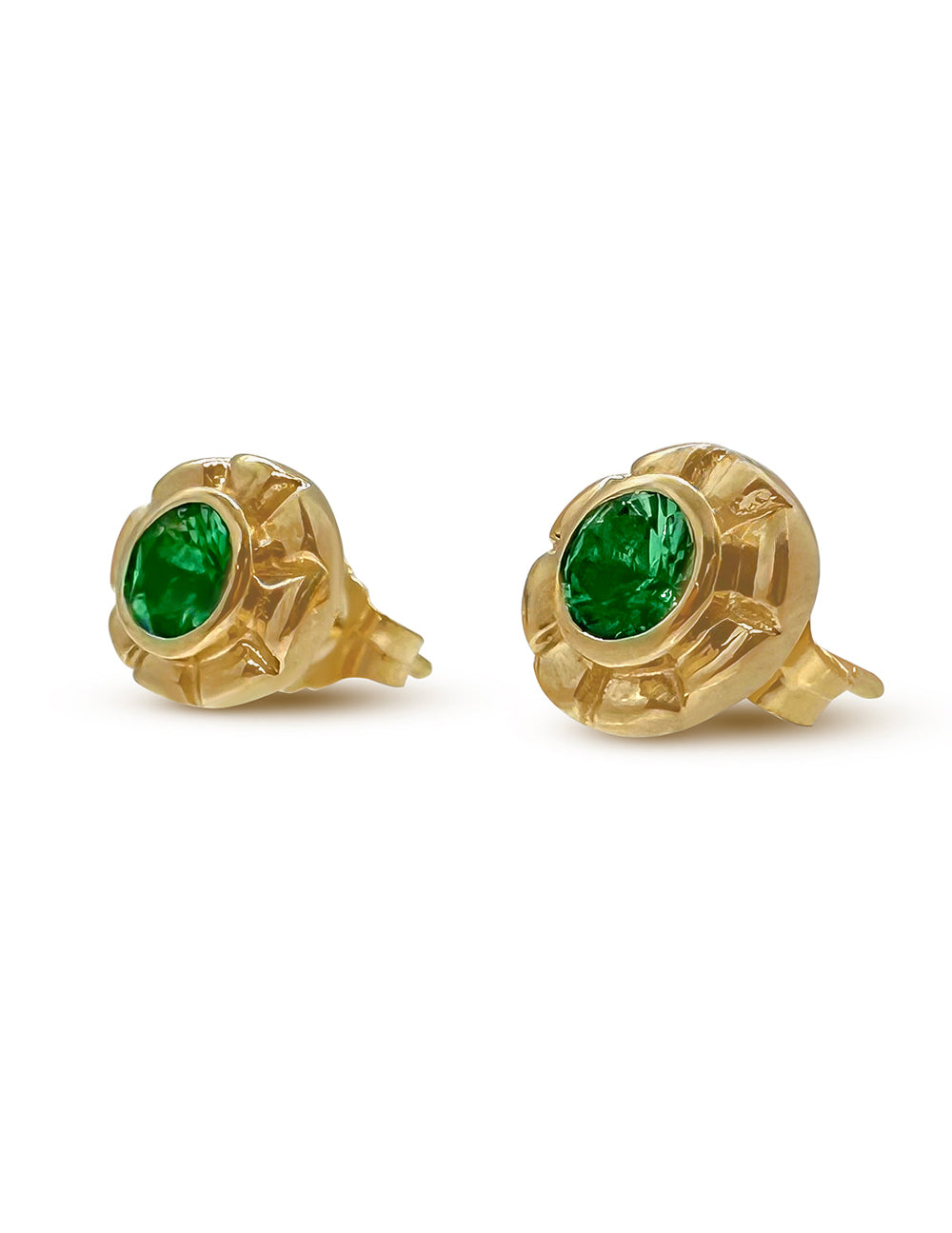 EMERALD FLOWER STUDS