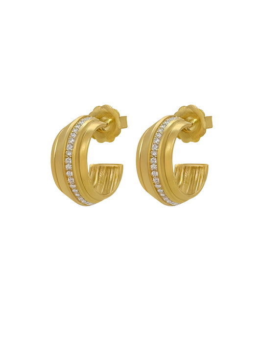 NIA KNIFE EDGE HOOPS WITH DIAMONDS