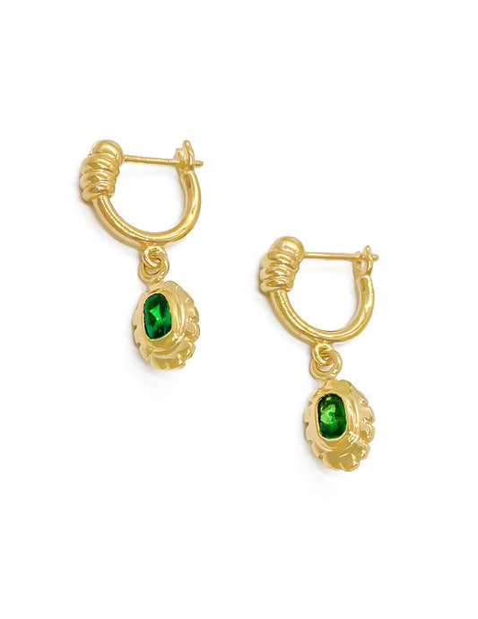 OVAL FLOWER DROP EARRINGS