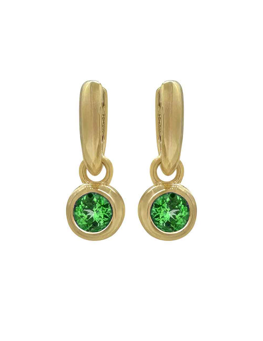 RORY HOOPS WITH ROUND GREEN TOURMALINE DROP