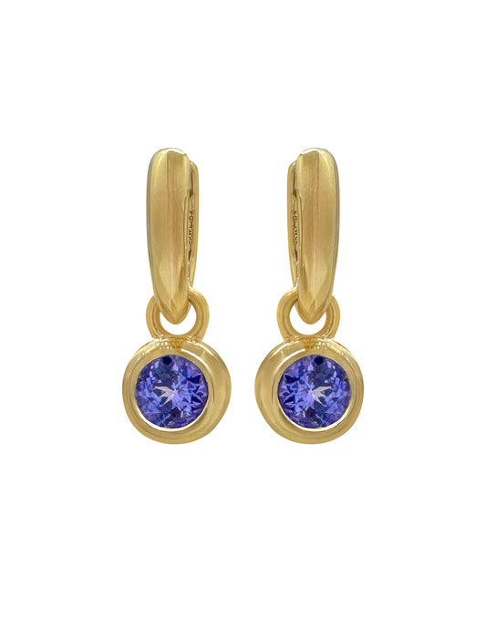 RORY HOOPS WITH ROUND TANZANITE DROP