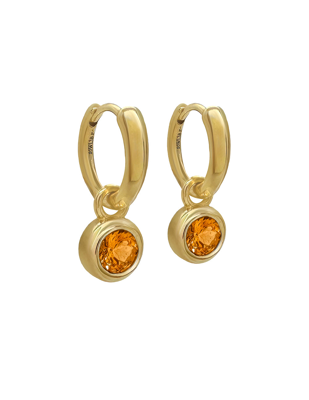 RORY HOOPS WITH ROUND ORANGE SAPPHIRE DROP