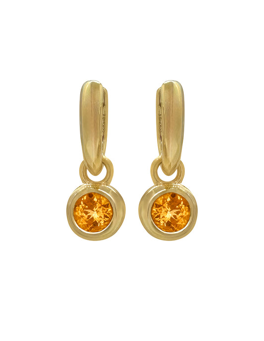 RORY HOOPS WITH ROUND ORANGE SAPPHIRE DROP