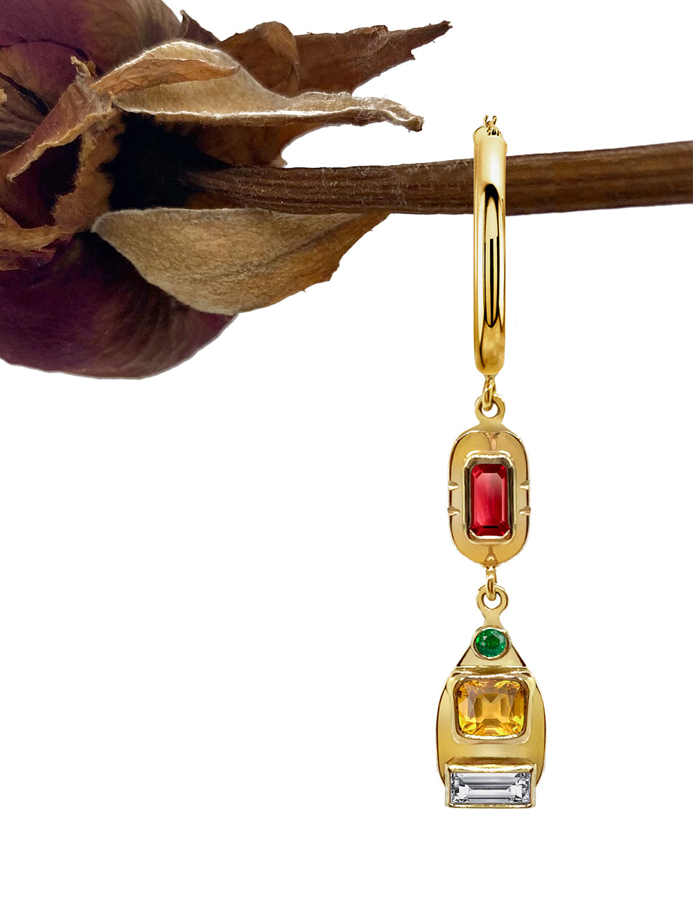 SINGLE RUBY DROP EARRING