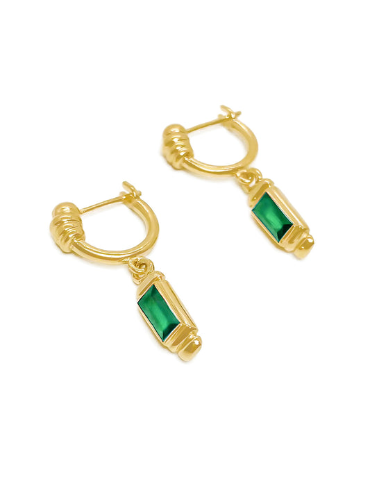 EMERALD BAGUETTE DROP EARRINGS