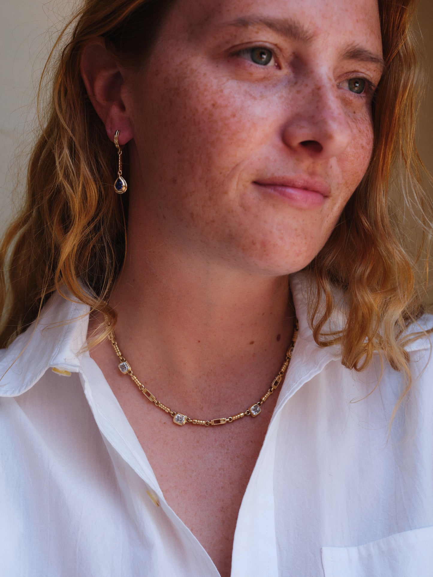 SPIRE NECKLACE WITH CUSHION DIAMONDS