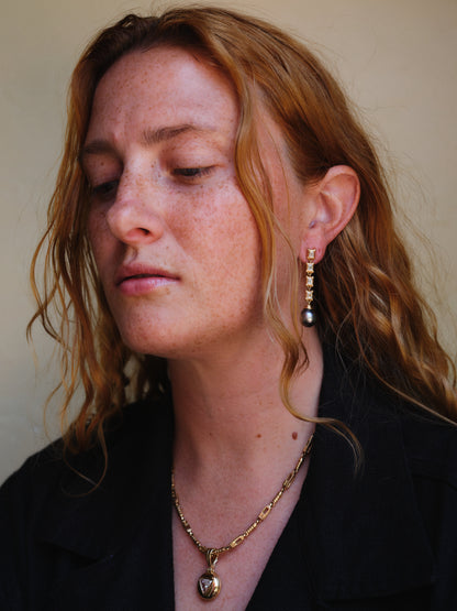 COLONY DROP EARRINGS WITH DIAMONDS AND TAHITIAN PEARLS