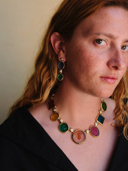 FRIDA VENETIAN GLASS DOUBLE DROP EARRINGS