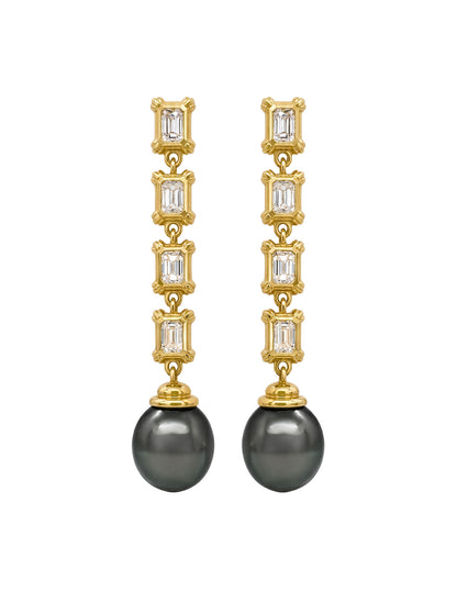 COLONY DROP EARRINGS WITH DIAMONDS AND TAHITIAN PEARLS