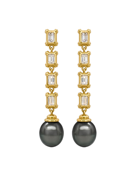 COLONY DROP EARRINGS WITH DIAMONDS AND TAHITIAN PEARLS