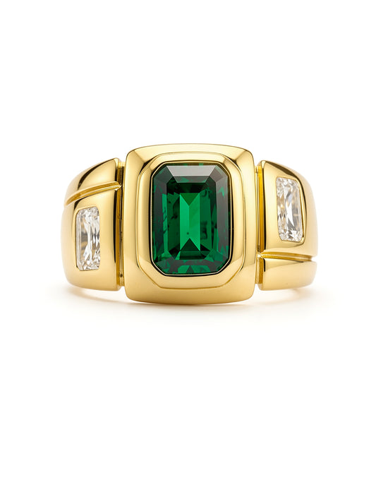 ESSEX EMERALD AND DIAMOND RING