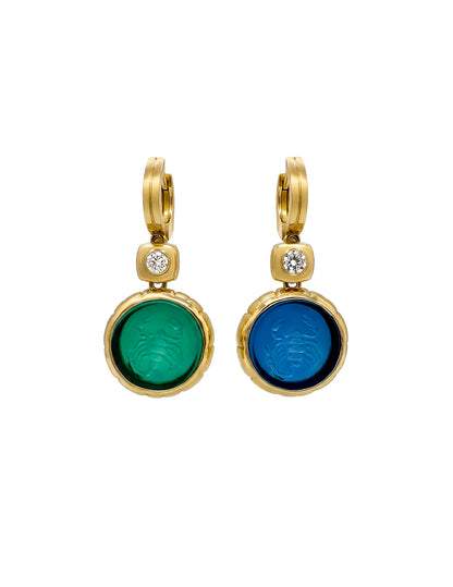 FRIDA VENETIAN GLASS EARRINGS WITH BLUE AND GREEN SCORPIONS