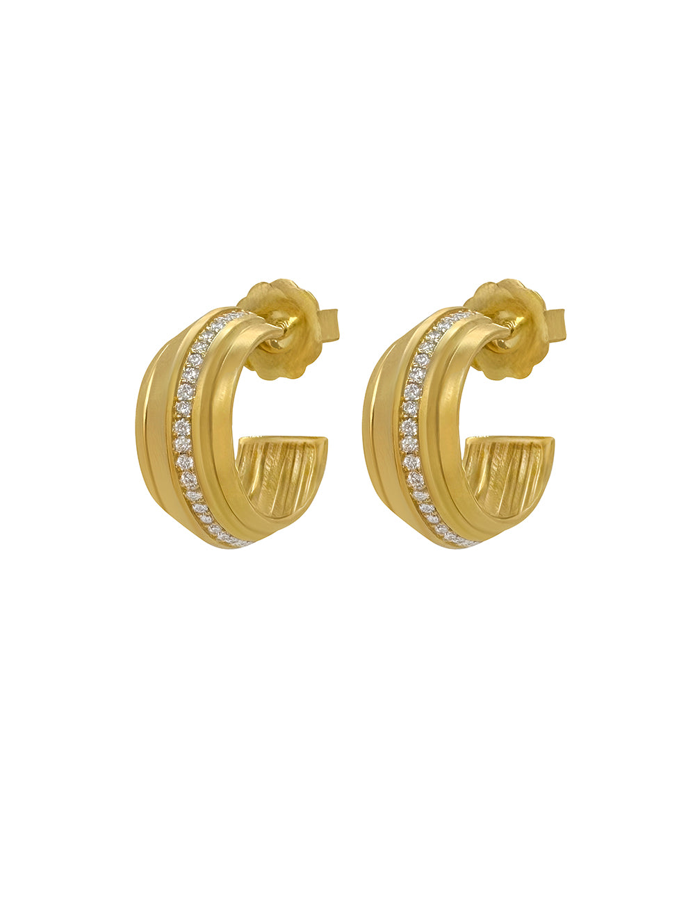 NIA KNIFE EDGE HOOPS WITH DIAMONDS
