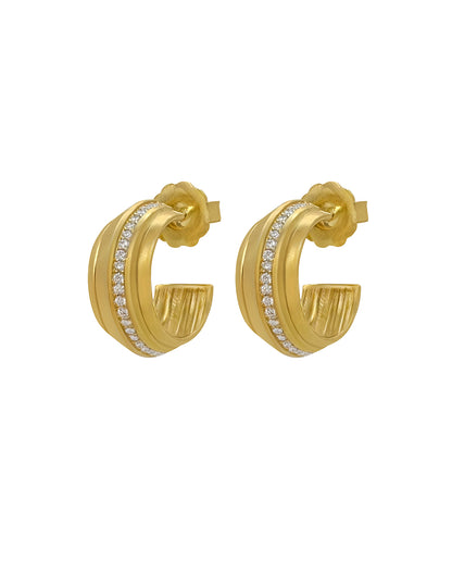 NIA KNIFE EDGE HOOPS WITH DIAMONDS