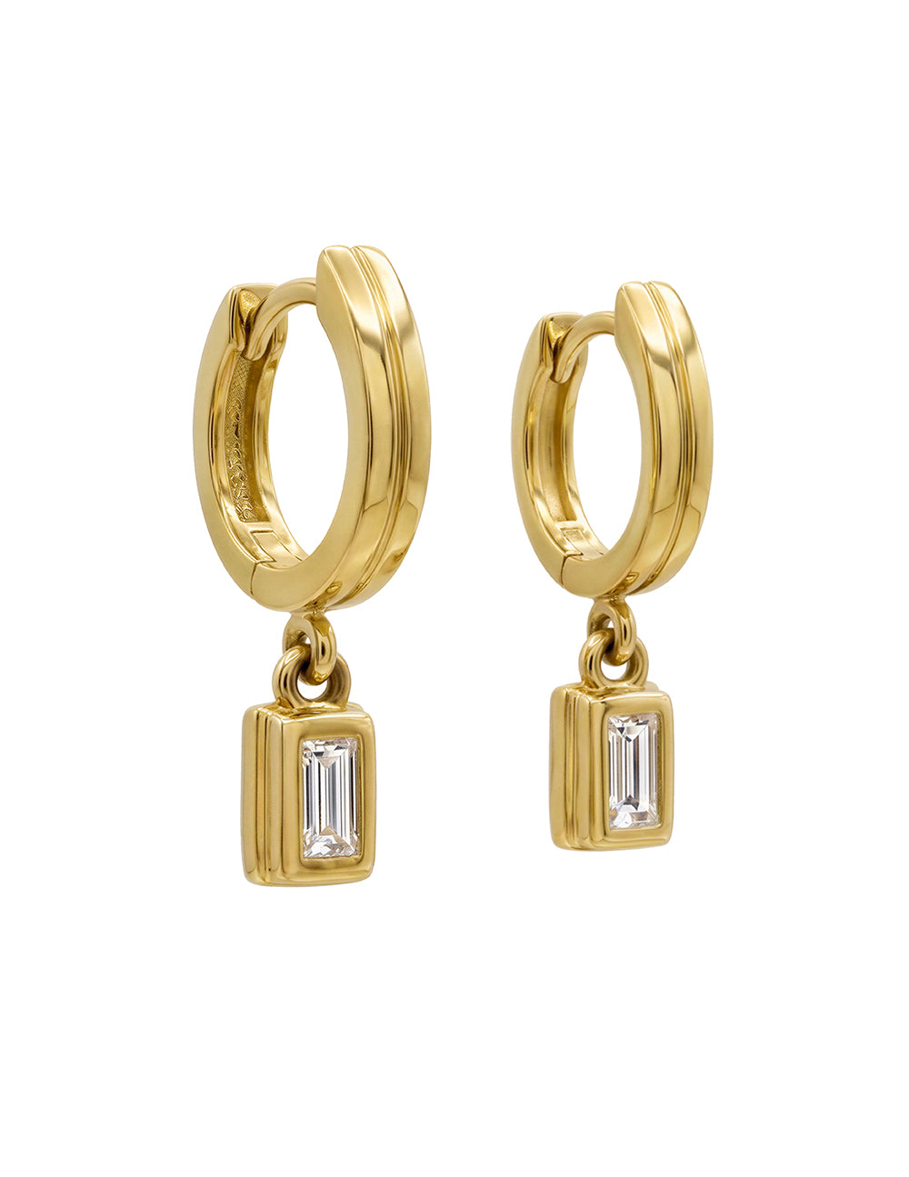 LINCOLN HOOPS WITH BAGUETTE DIAMOND DROP