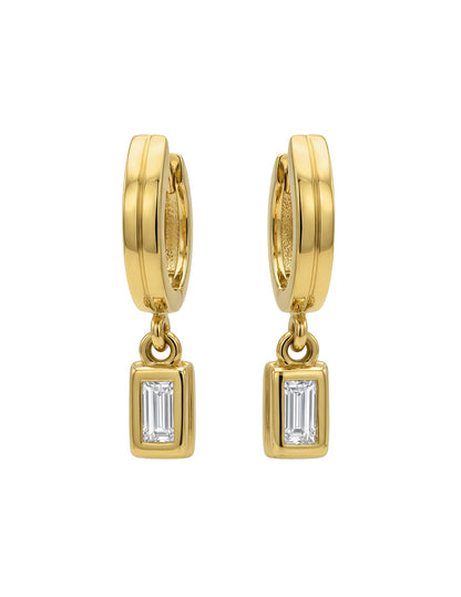LINCOLN HOOPS WITH BAGUETTE DIAMOND DROP