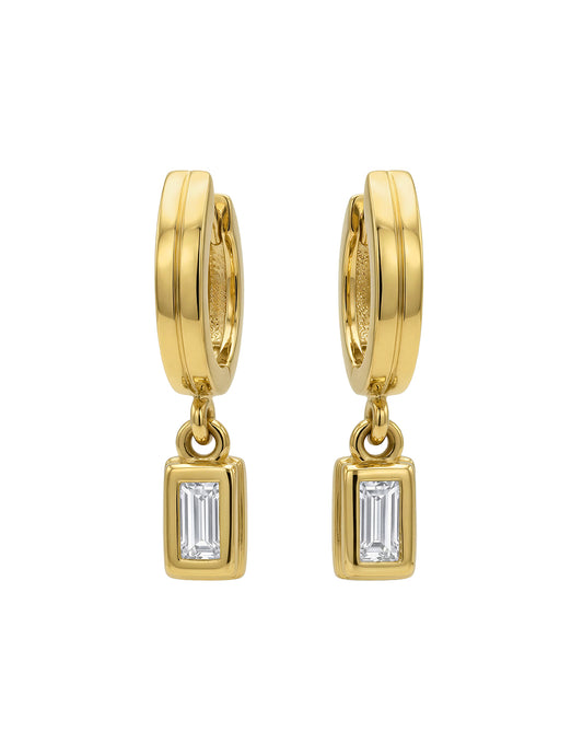 LINCOLN HOOPS WITH BAGUETTE DIAMOND DROP