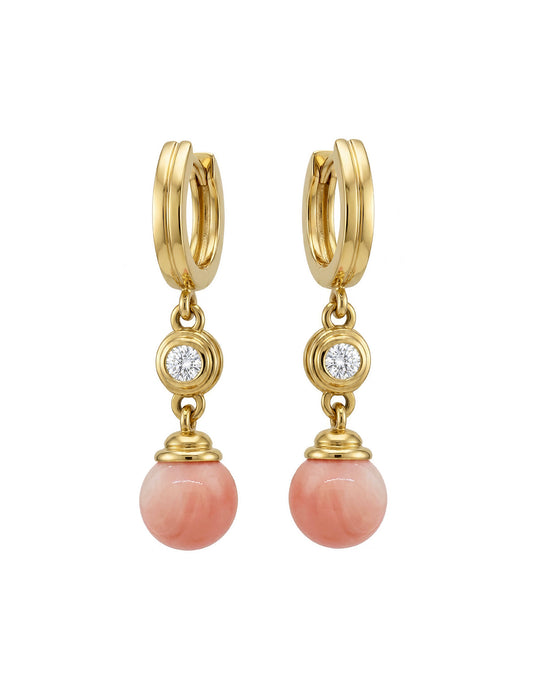 MERIDIAN CORAL EARRINGS WITH DIAMONDS