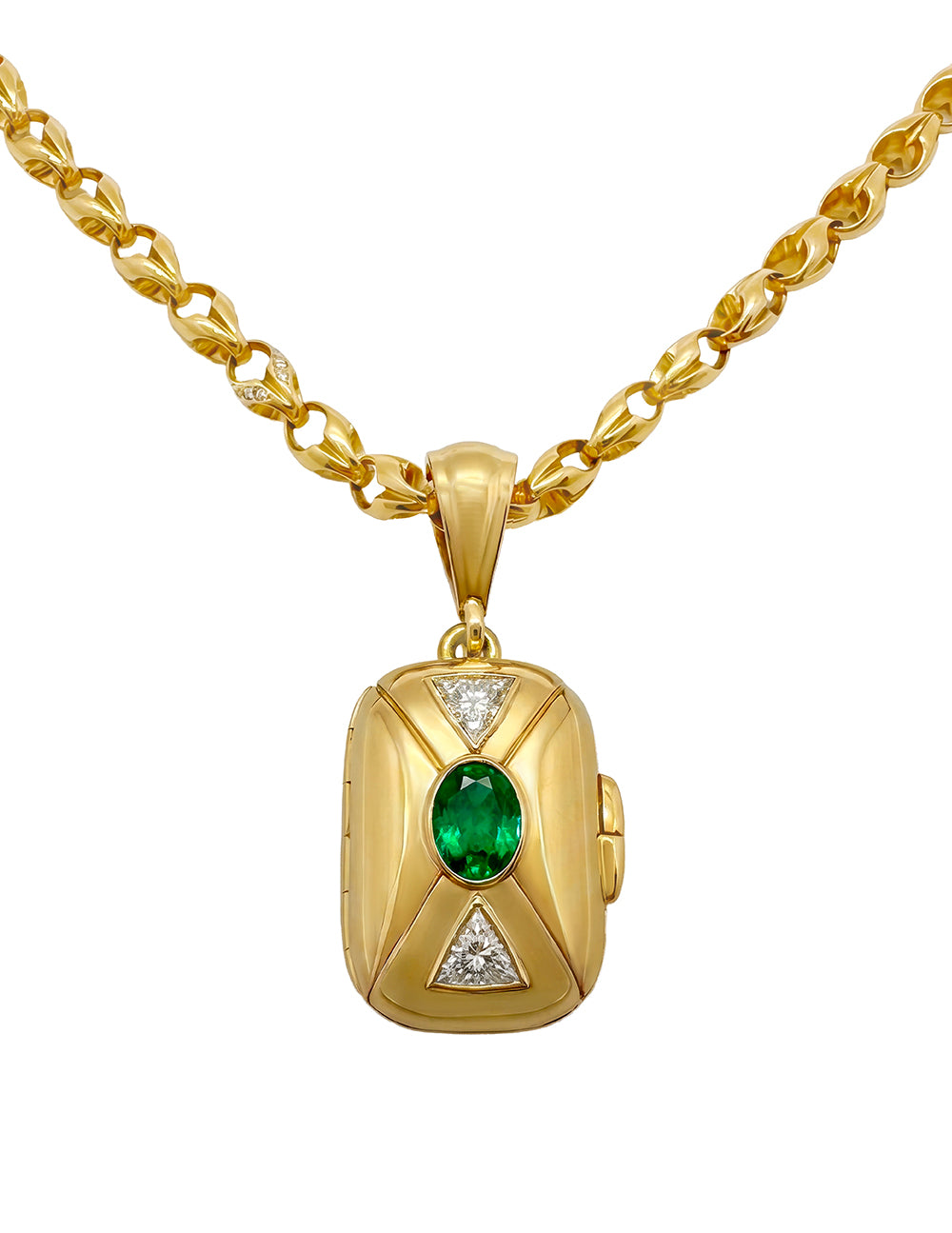 RALEIGH EMERALD AND DIAMOND LOCKET