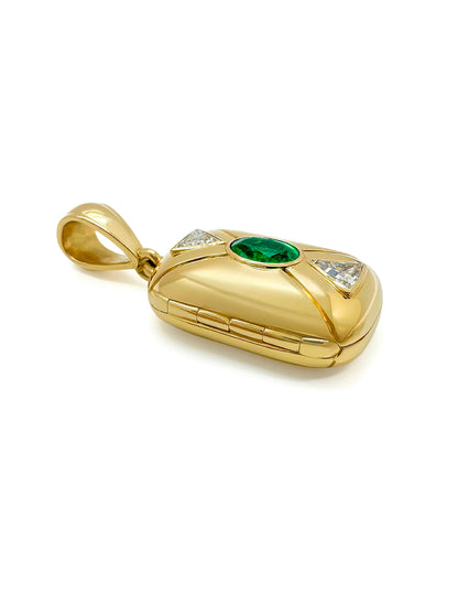 RALEIGH EMERALD AND DIAMOND LOCKET