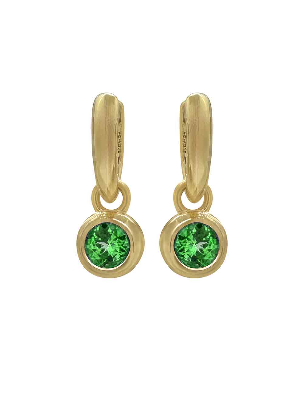 RORY HOOPS WITH ROUND GREEN TOURMALINE DROP