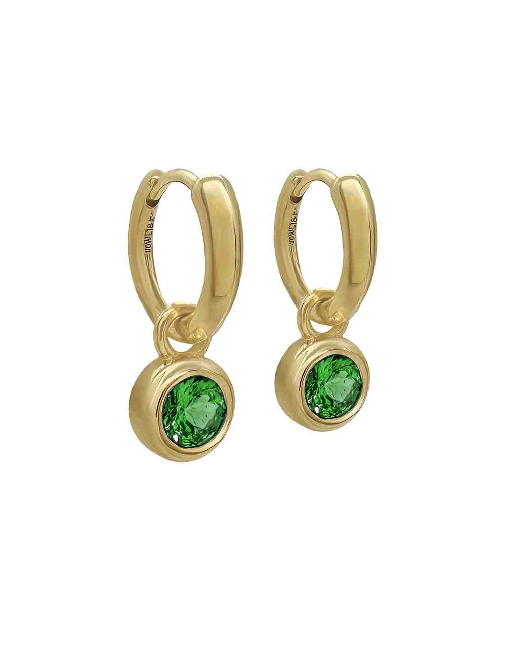 RORY HOOPS WITH ROUND GREEN TOURMALINE DROP