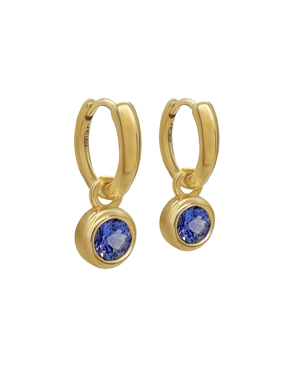 RORY HOOPS WITH ROUND TANZANITE DROP