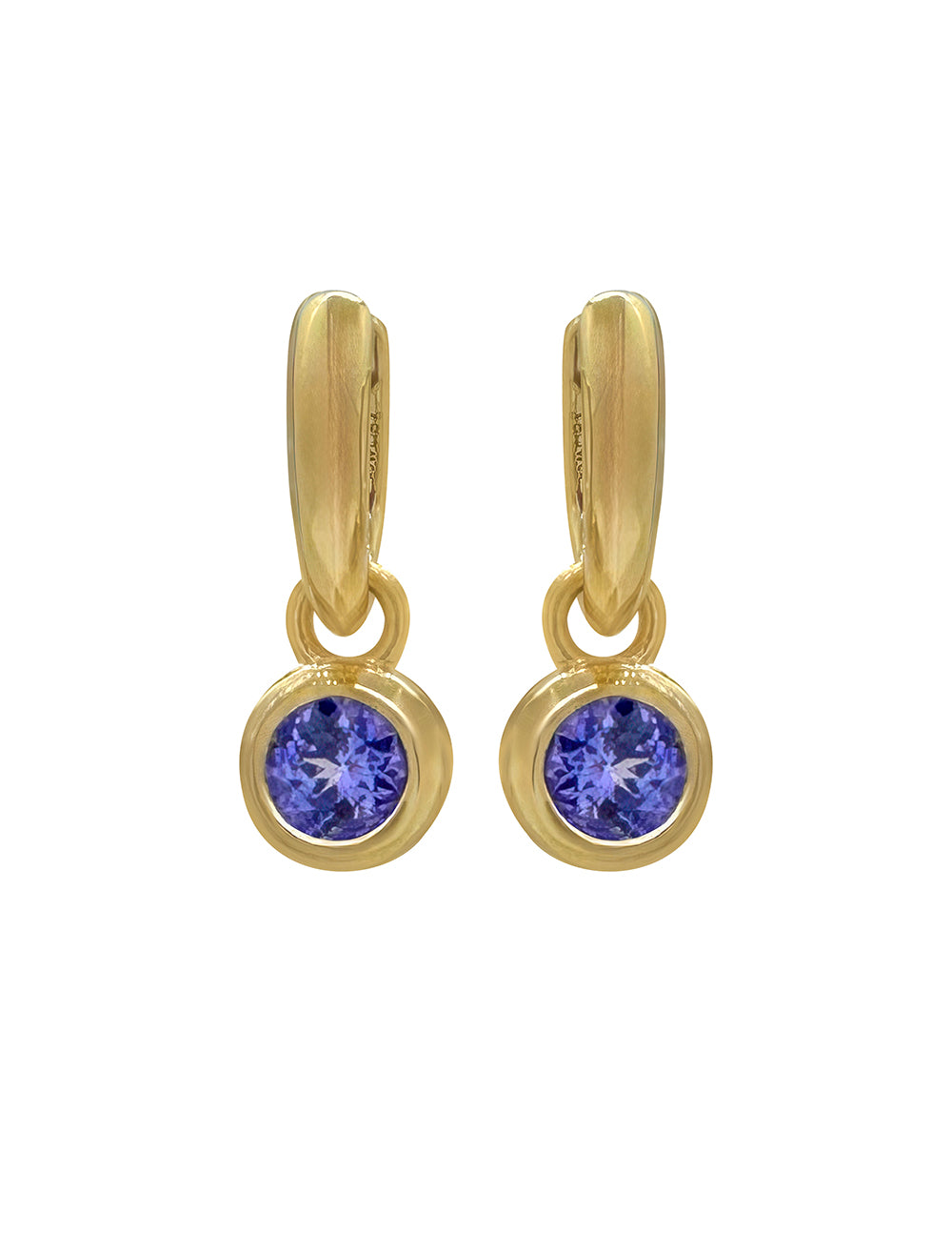 RORY HOOPS WITH ROUND TANZANITE DROP