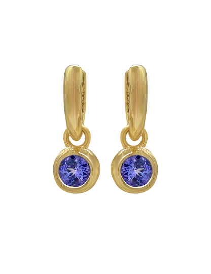 RORY HOOPS WITH ROUND TANZANITE DROP