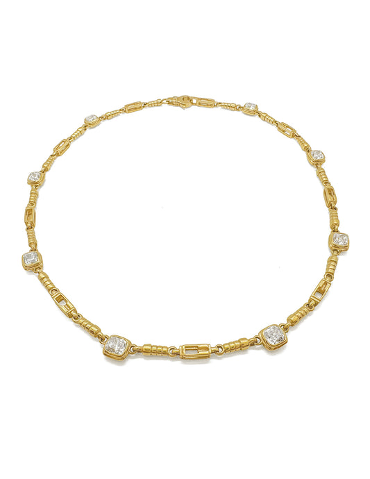 SPIRE NECKLACE WITH CUSHION DIAMONDS