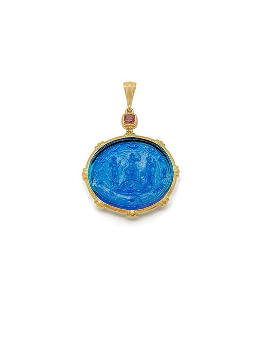 TEMBO PENDANT WITH BLUE VENETIAN GLASS