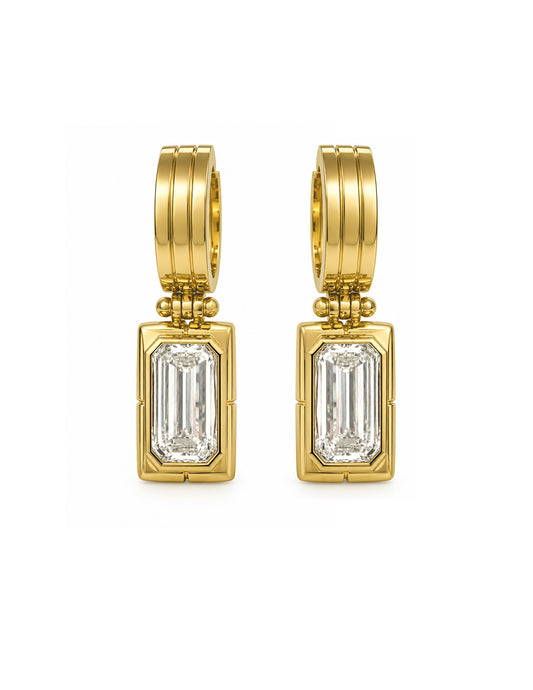 TULIA EMERALD CUT DIAMOND EARRINGS