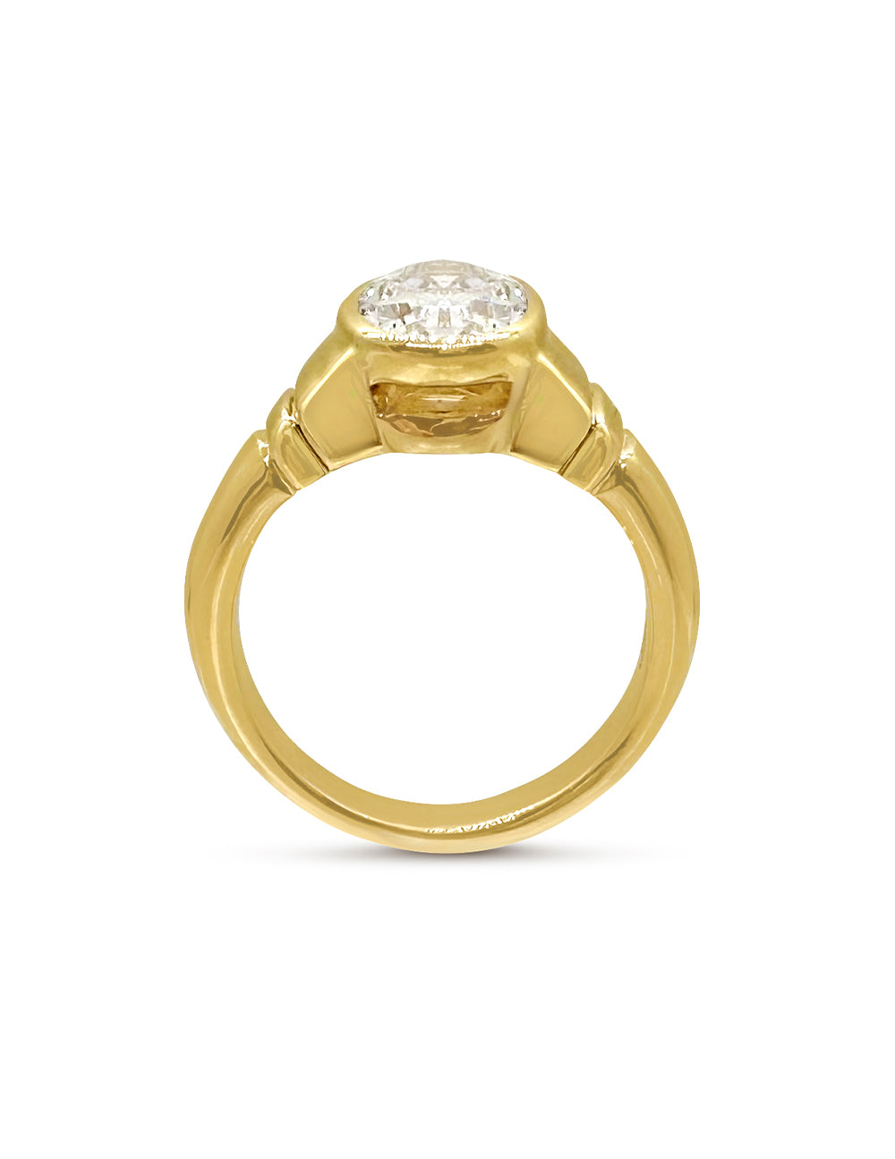 Henri Daussi Cushion Diamond Halo Wedding Ring in Yellow Gold
